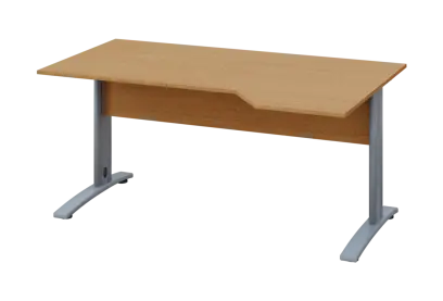 EZK 18 - 164 stůl kancelářský, rohový, pravý, kovová podnož stříbrná, deska 18 mm, široký 1600 mm, buk Royal